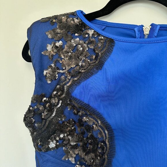 NWT Blue Cocktail Dress Little Mistress London w/Black Lace & Sequins Sz 10 - Picture 5 of 13